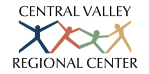 Logo for Central Valley Regional Center with four stylized human figures in blue, red, green, and yellow, holding hands between the words Central Valley and Regional Center..