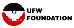 UFW Foundation logo with a black, white, and red circular emblem featuring a stylized eagle, next to bold black text reading UFW FOUNDATION on a light background.
